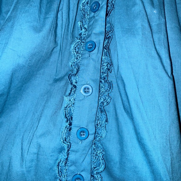 Women's Blue Ruffled Top - Picture 2 of 6